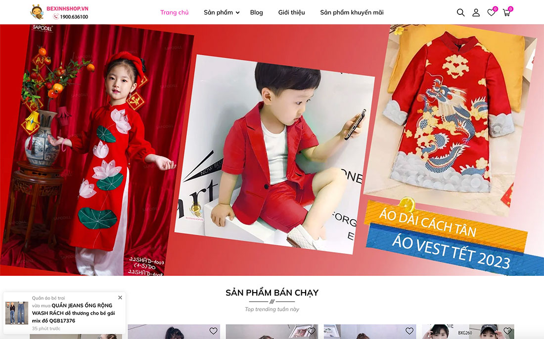 web bán hàng quần áo trẻ em