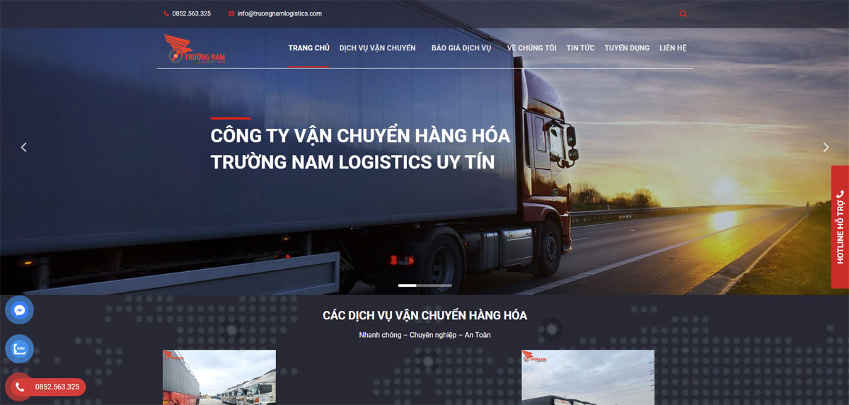 Thiết kế web dịch vụ logistics