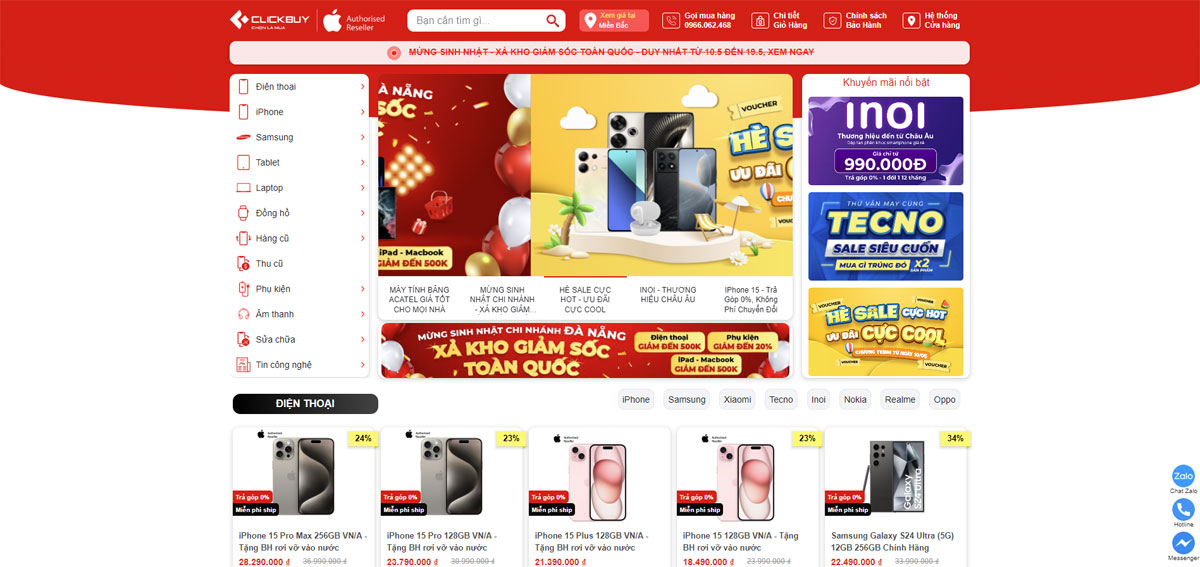 Website bán hàng điện thoại di động chuyên nghiệp