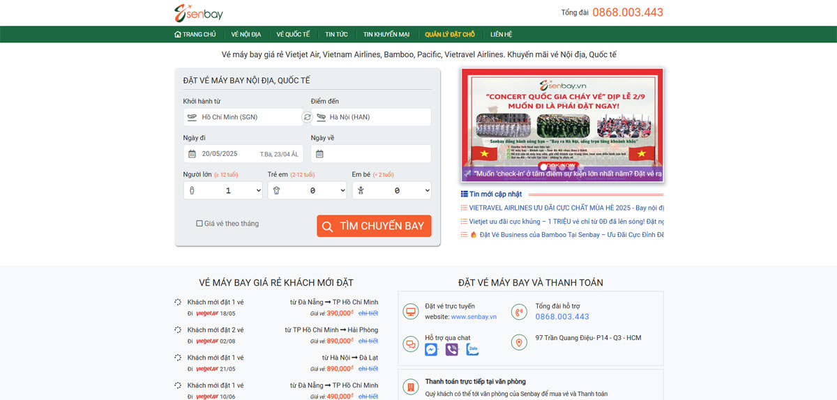 Website bán vé máy bay chuyên nghiệp